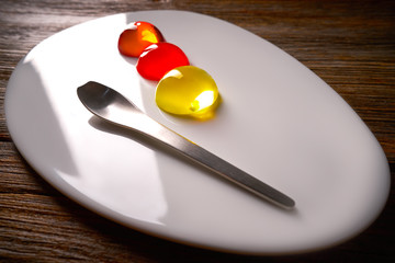 Molecular cuisine concept spheritions jelly texture