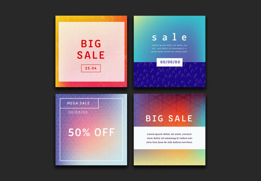 Social Media Sale Post Layout Set with Repeating Patterns