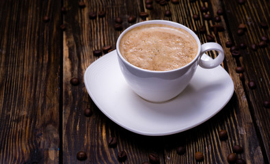 coffee cup on a wooden table