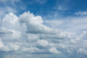Obraz premium Blue sky with a cloud close-up. Background.