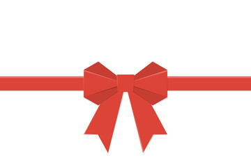 Red bow isolated on white background. Vector illustration flat d