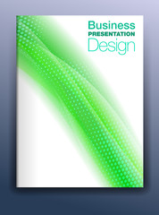 Brochure Green Cover Template Vector Design for Business Presentation with Abstract Flowing Background