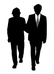  Senior couple walking arm in arm