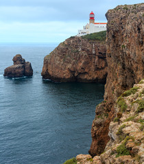 Lighthouse on Cape St. Vincent, Algarve, southern Portugal.