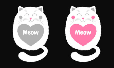 Vector White Cat in Cartoon Style. 4