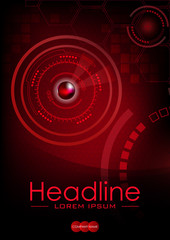 Red A4 HUD Business Book Cover Design Template. Good for Portfolio, Brochure, Annual Report, Flyer, Magazine, Academic Journal. Vector EPS10.