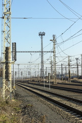 railways and electric pylons at the railway station