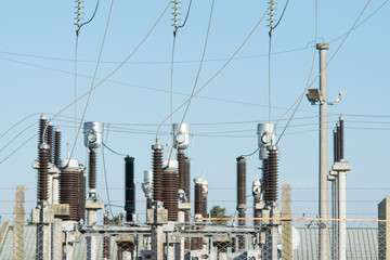 Electric post power-plant transformer station