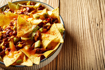 Hot spicy chili con carne with nachos recipe