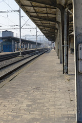 railways and electric pylons at the railway station