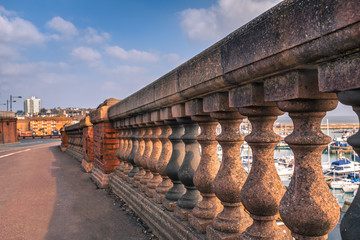 Vicorian stone balustrade along Royal Parade heading towards the marina of the Royal Harbour of...