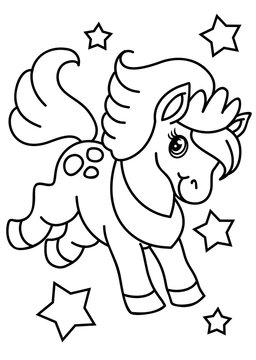 Pony coloring book vector
