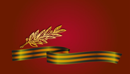 Georgian ribbon and laurel brunch on red background