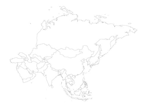 Blank Map Of Asia Continent Blank Political Outline Map Of Asia Continent. Vector Illustration. Stock  Vector | Adobe Stock