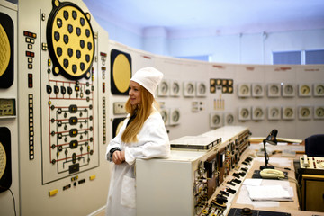 Nuclear plant engineer working at thermal power plant 