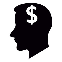 Head silhouette with a money symbol