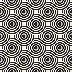 Vector seamless rounded lines texture. Modern geometric circular shape background. Monochrome repeating pattern.