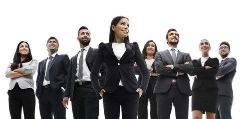 happy successful business team isolated on white background