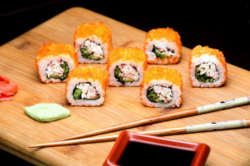 California Maki Sushi with Masago.