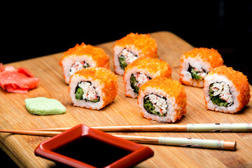 California Maki Sushi with Masago.