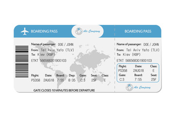 Airline boarding pass or airplane ticket. Vector illustration.