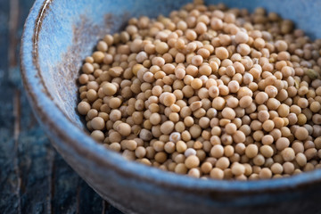 Yellow Mustard Seeds in a Bowl