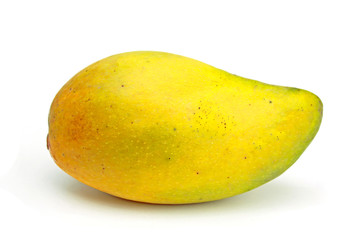 Mango split on a white background.