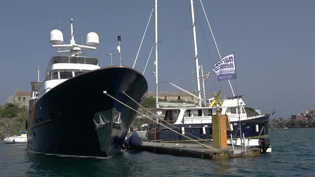 SuperYacht, Mega Luxury MotorYacht docking in the Spanish Marina