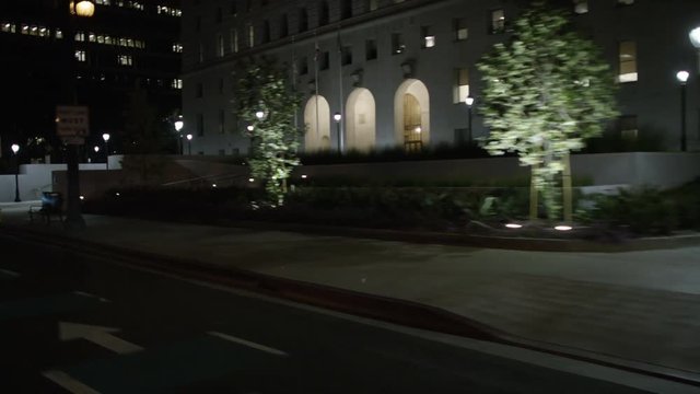 Nighttime driving plates in Downtown Los Angeles