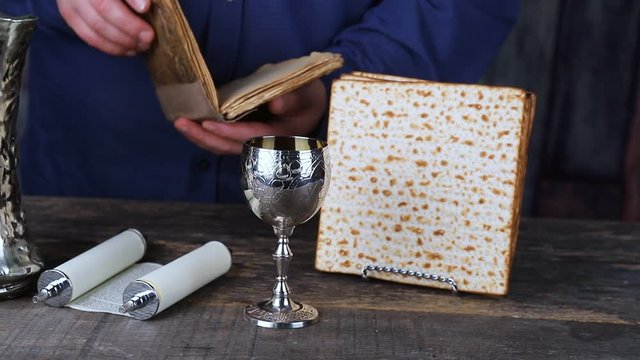Passover Seder Plate with The seventh symbolic item used during the seder meal on passover Jewish holiday.