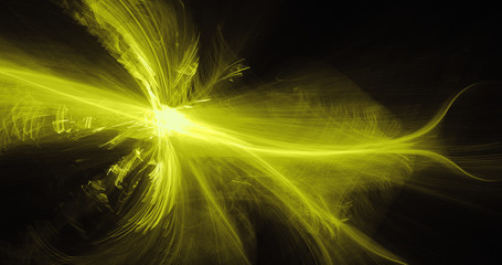 Yellow Abstract Lines Curves Particles Background
