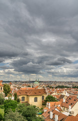 View of Prague Old Town on a Stormy Day