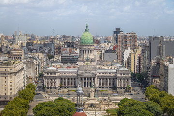 Fototapeta na wymiar San Martin Square (Plaza San Martin) and Monumental Tower (Torre Monumental) at Retiro region - Buenos Aires, Argentina
