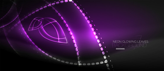 Neon leaf background, green energy concept