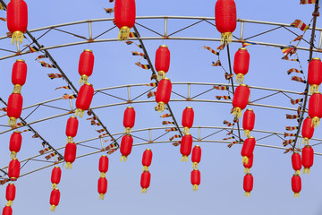 Hanging red lanterns