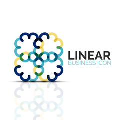 Abstract flower or star, linear thin line icon. Minimalistic business geometric shape symbol created with line segments