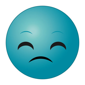 blue disappointed face gesture emoji expression