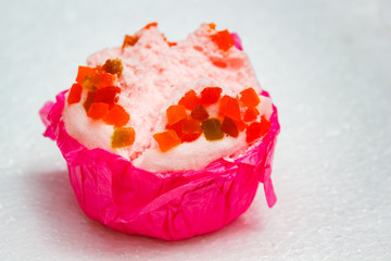 Fototapeta na wymiar Cotton wool cake (Thai steamed cupcakes).