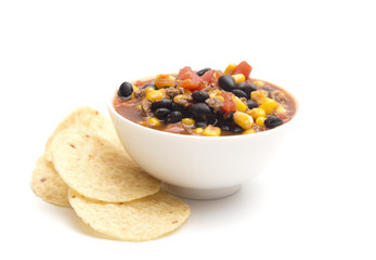 Bowl of Soup Commonly Refered to as Taco or Tortilla Soup