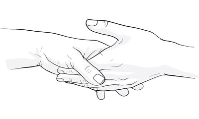 hand holding hand together vector