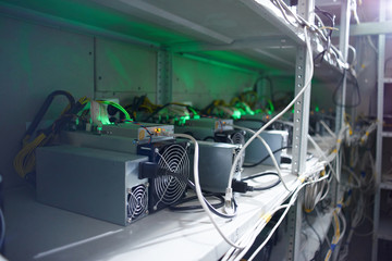 Bitcoin cryptocurrency mining farm