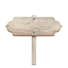 Wooden sign isolated on white background