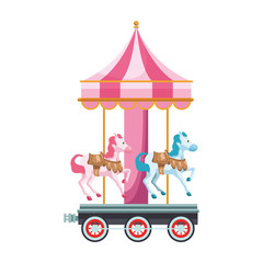 Cute carousel cartoon vector illustration graphic design