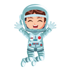 Astronaut girl cartoon vector illustration graphic design