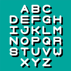 3D Font and Alphabet. Vector alphabet letters. 