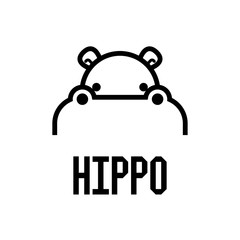 Hippo Head Logo design vector template. Hippopotamus animal Logotype concept lineart style. Vector illustration.