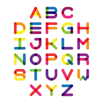 Colorful font and alphabet. Vector alphabet letters. 