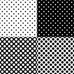 Four different seamless polka dot patterns. Vector illustration. © dyeekc