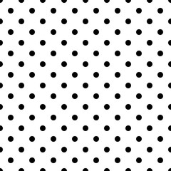 Naadloze zwarte polka dot patroon op wit. Vector illustratie.