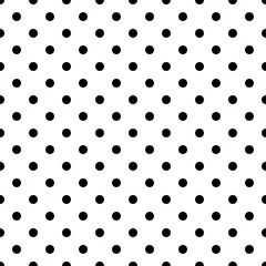 Deurstickers Polka dot Naadloze zwarte polka dot patroon op wit. Vector illustratie.